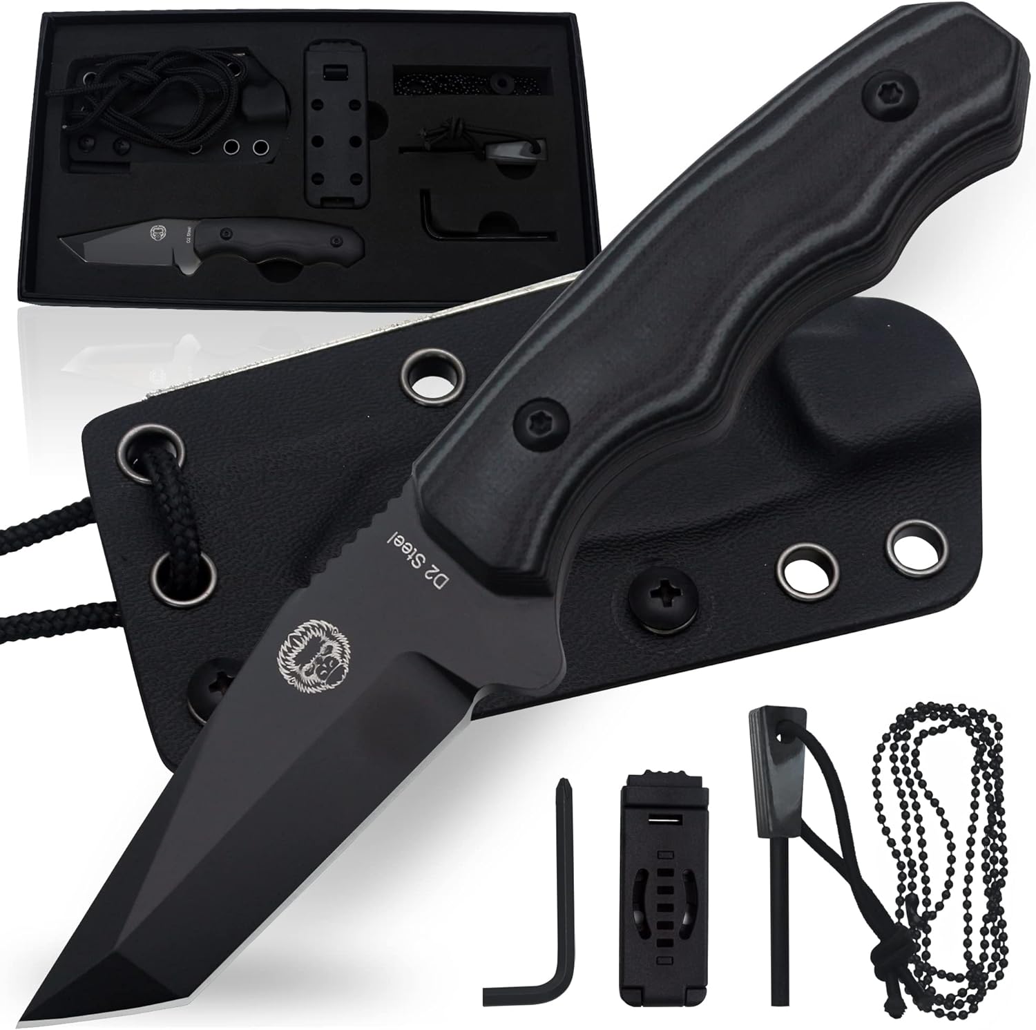 Survival Knife Bushcraft Neck Knife Men's Gift Set Fixed