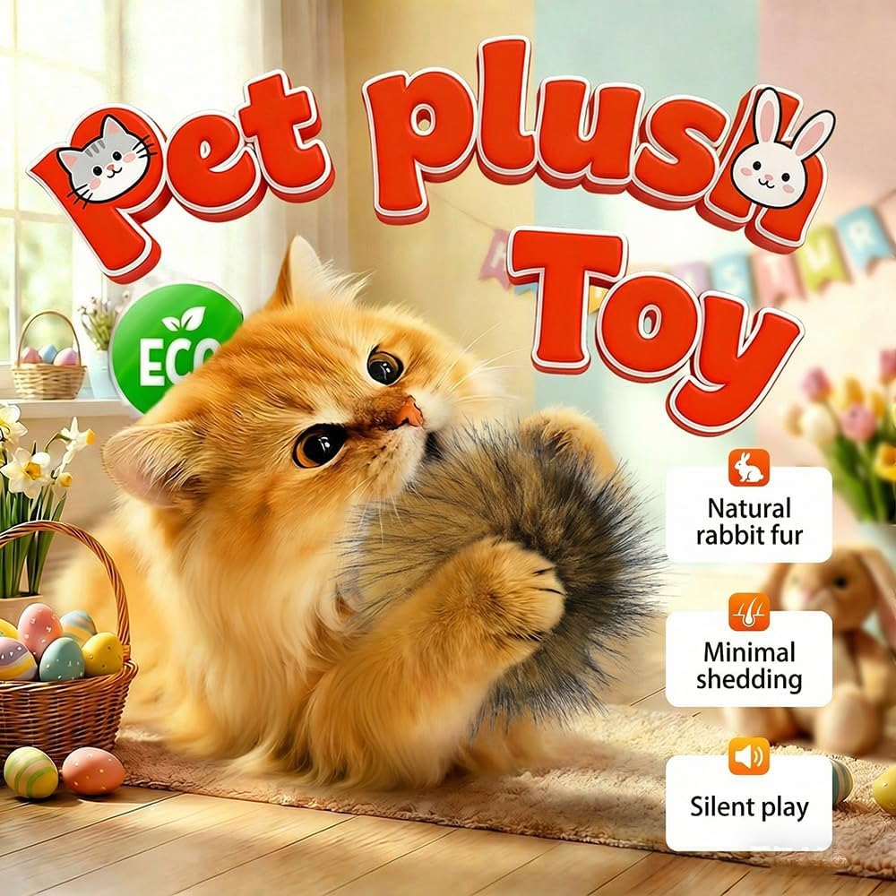 Cat Toys for Indoor Cats,Cat Toy Faux Rabbit Fur Ball,Flying Bird Cat Kitten Toy for Bored Indoor Adult Pets,Washable & Fun to Chase for Exercise and Bonding (6PC)