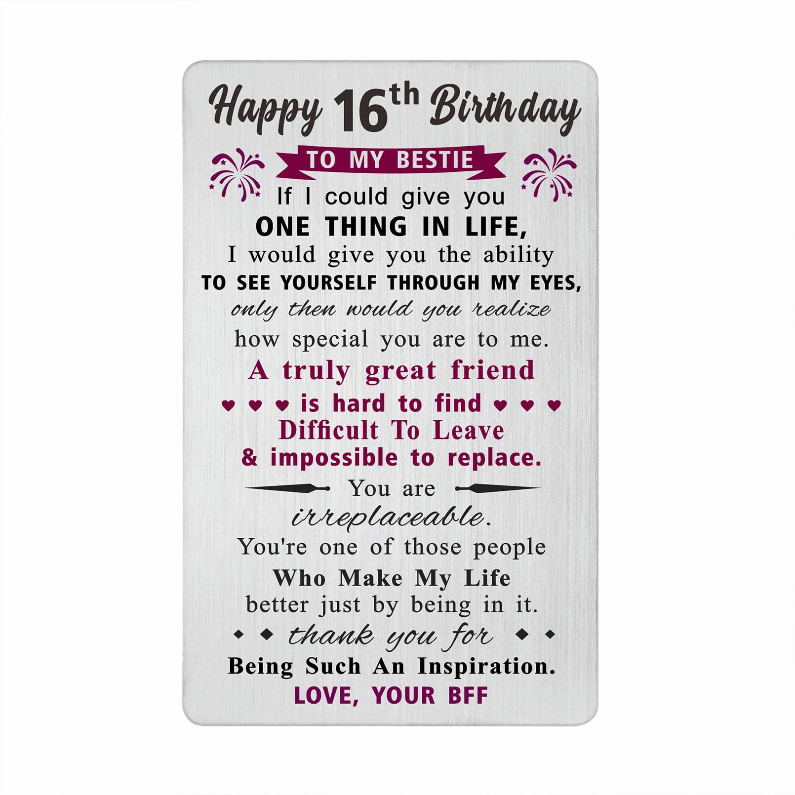 Laluminter Best Friend 16th Birthday Gifts - Happy 16 Year Old Birthday Birthday Card Decorations for Bestie BFF Soul Sister - 16 Yr Old Bday Party Favors