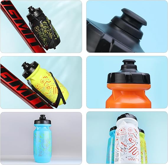 Sports Water Bottle, 550ml Mountain Bike Plastic Insulated Squeeze Water Bottle, Fits Bike Bottle Holder, Outdoor Cycling Kettle for Cycling Gym Hiking Riding Camping(Black)