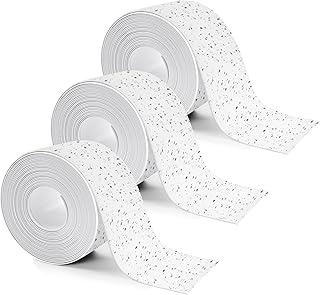 3 Rolls 10.5 Feet Caulk Tape Toilet Caulking Strip Self Adhesive Bathroom Sealing Peel and Stick Caulk Strip for Bathtub, 1.5 Inches (White Granite)