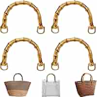 【ハンドメイド】ハンドバッグ バンブー 持ち手　#B323 MY mama バンブー持ち手 ゴールド 2本セット □ ハンドメイド