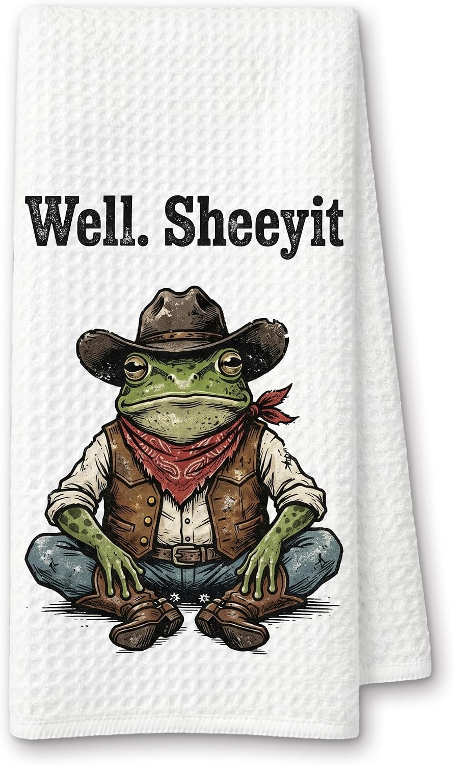 Vintage Western Frog Kitchen Bathroom Hand Towels Gifts, Retro Frog Dish Tea Towel, Vintage Summer Cowboy Western Room Decor, Wild West Decorations, 16x24 Inch