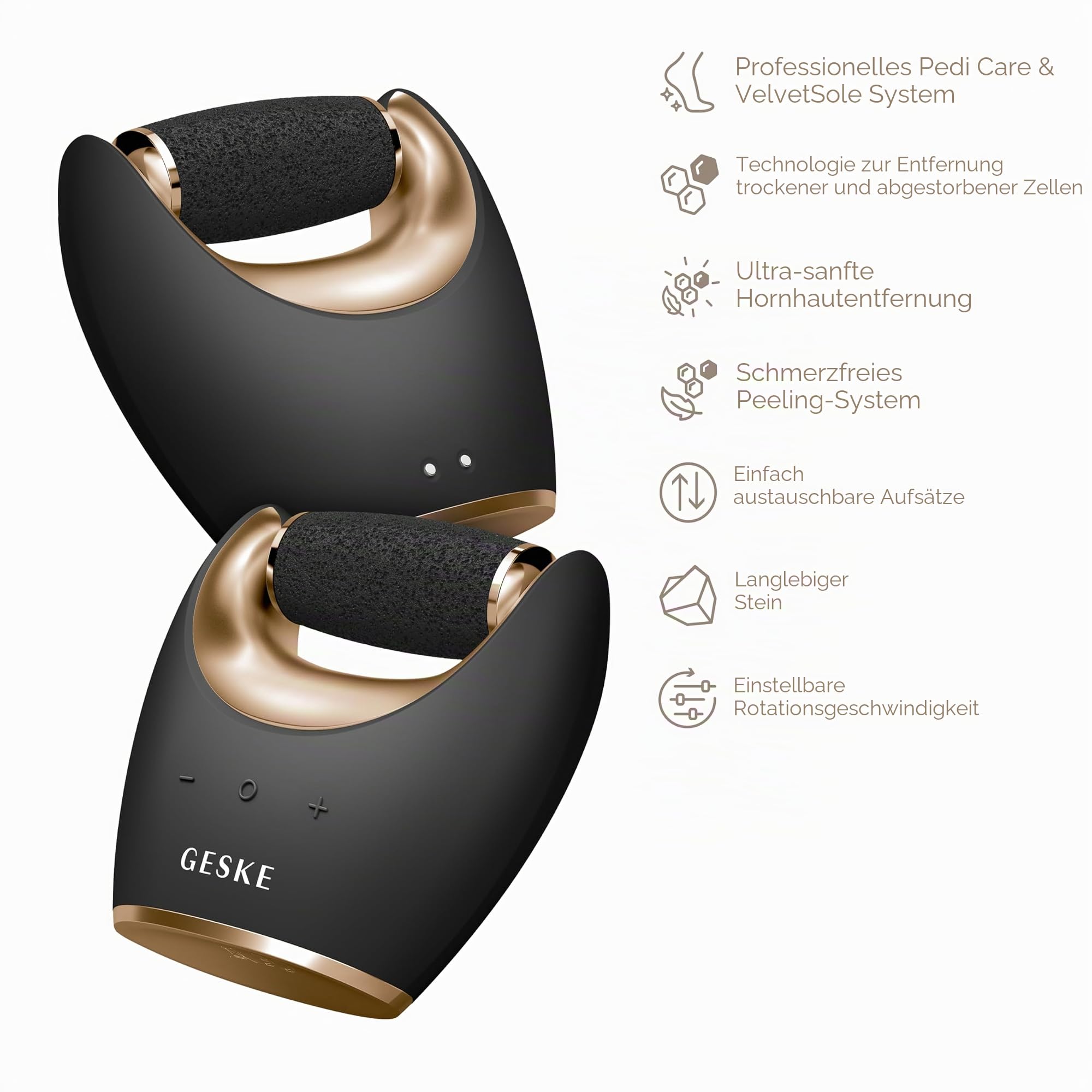GESKE Compact Electric Pumice Foot Smoothing Roller | 7 in 1