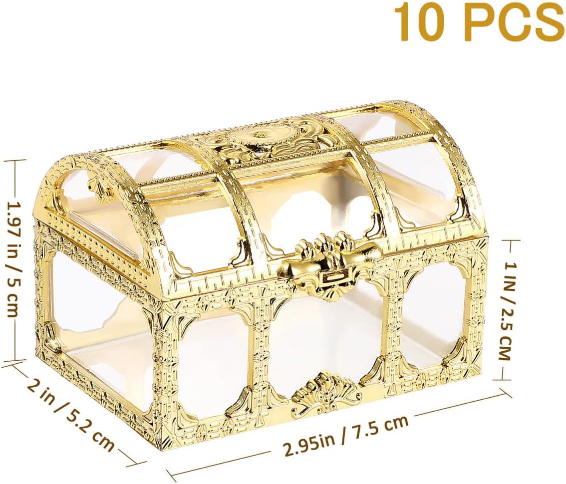 Amosfun 10pcs Small Candy Boxes Mini Treasure Chest Vintage Keepsake Cases Wedding Anniversary Birthday Party Supply Favors Box 1.97 x 2.8 x 1 Inch