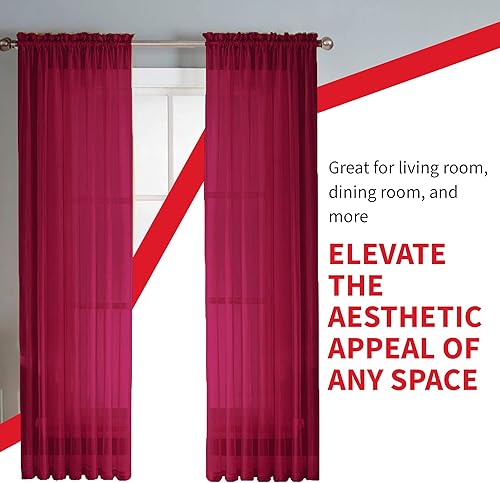 Miniatura 5 de Sapphire Home - Paneles de cortina (2 unidades), cortinas translúcidas de 54 x 84 (108 de ancho en total), paneles de gasa para dormitorio, sala de
