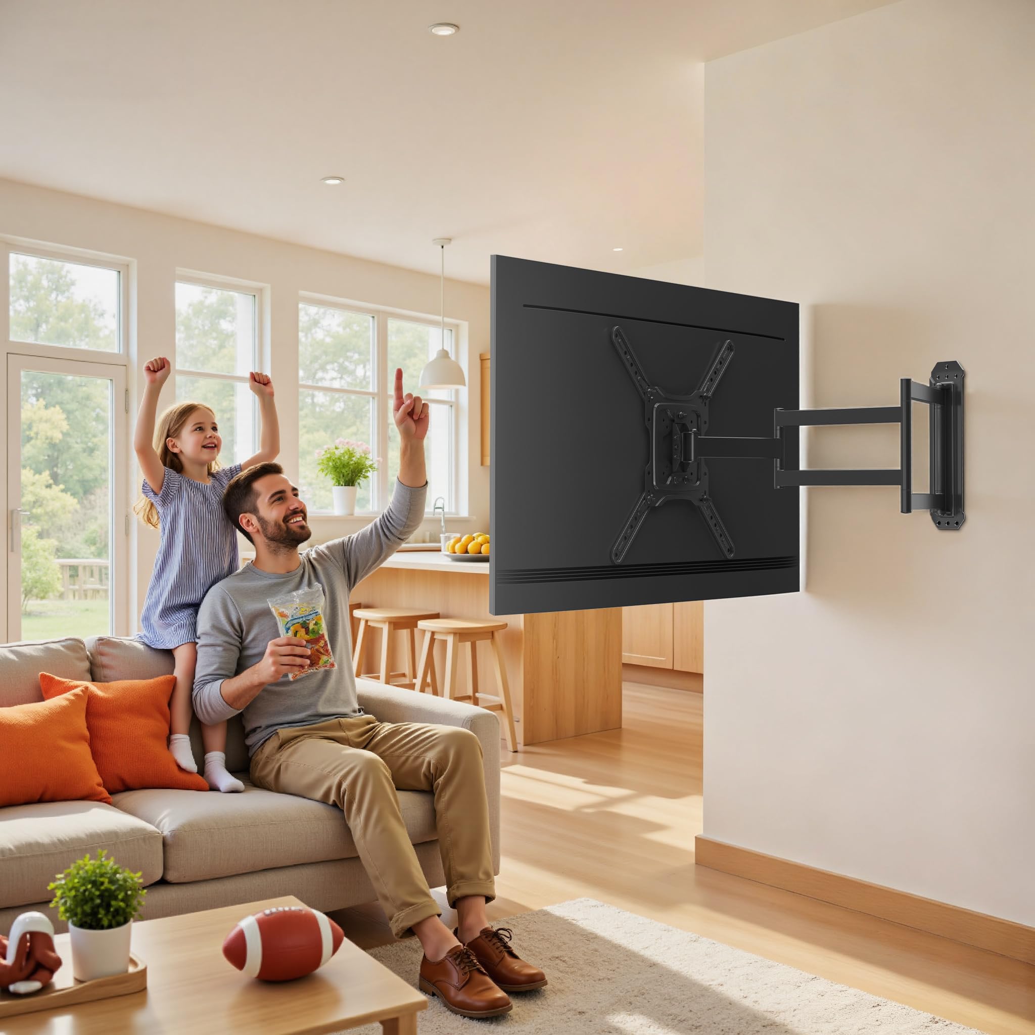 Wiltec Supporto TV 23“-65”, staffa porta TV a muro orientabile con portata fino a 35 kg, braccio porta schermo salvaspazio