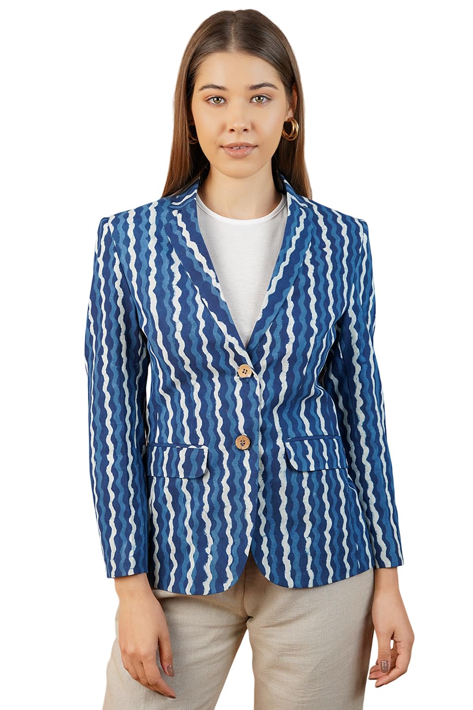indophilia Women's Blazer Indigo Cotton Blazer-picture-45