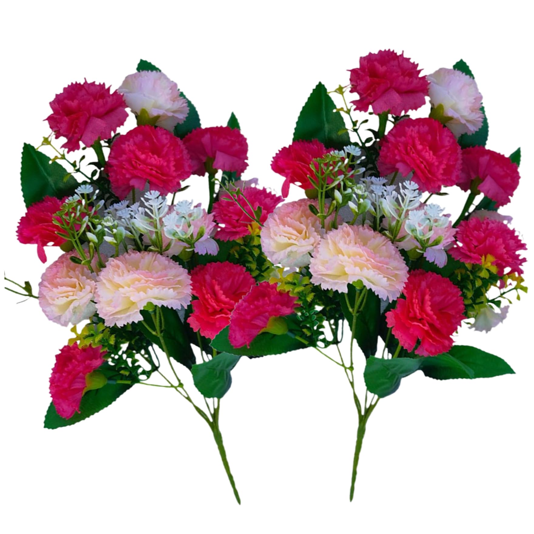 CAKEEYUM Artificial Flowers 2 Bunches Carnation Flowers Bouquets 14'' Spring, Artificial Carnation Flower for Floral Arrangements Anniversary Wedding Decor gardening