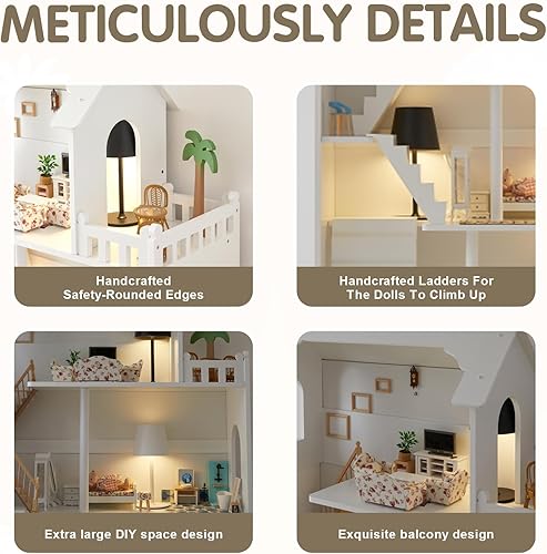 Miniatura 3 de Estantería de madera para casa de muñecas  Estantería de casa de muñecas para niños pequeños, estante de almacenamiento de juguetes para niños, casa