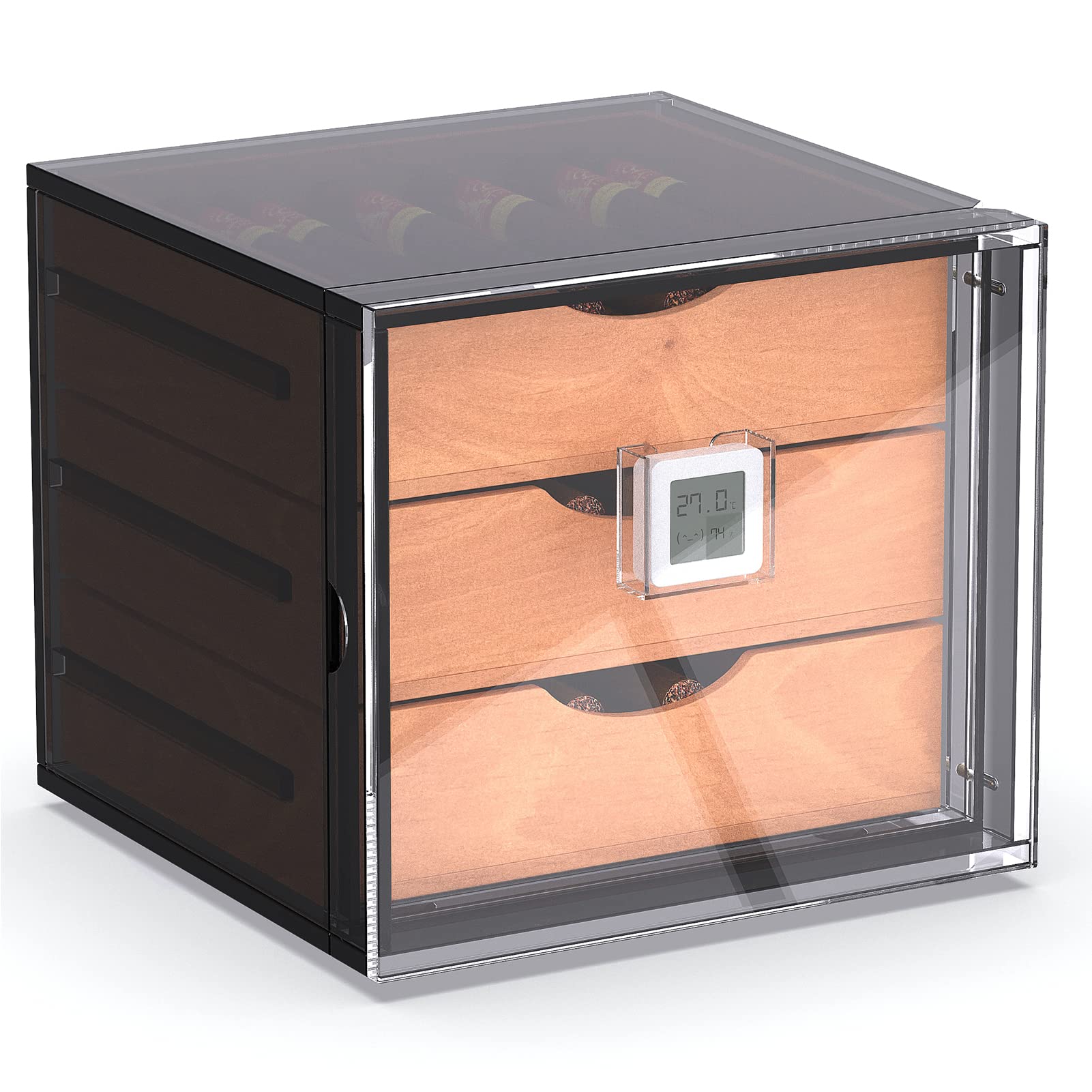 Buy WIAEE Humidor Cigar Box, Acrylic Humidor with 3 Spanish Cedar Cigar
