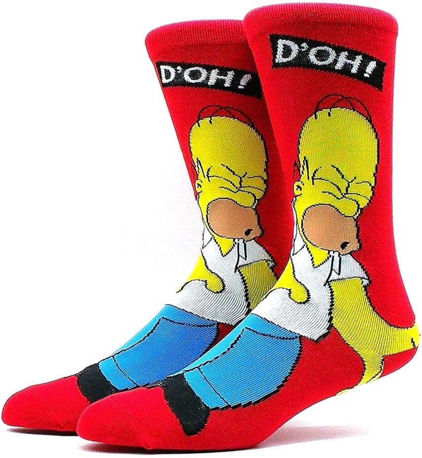 EZB Mens Simpsons Character Crew Socks | Quirky Gift Idea | Film Movie Design | Size 3-7 | Homer D'OH