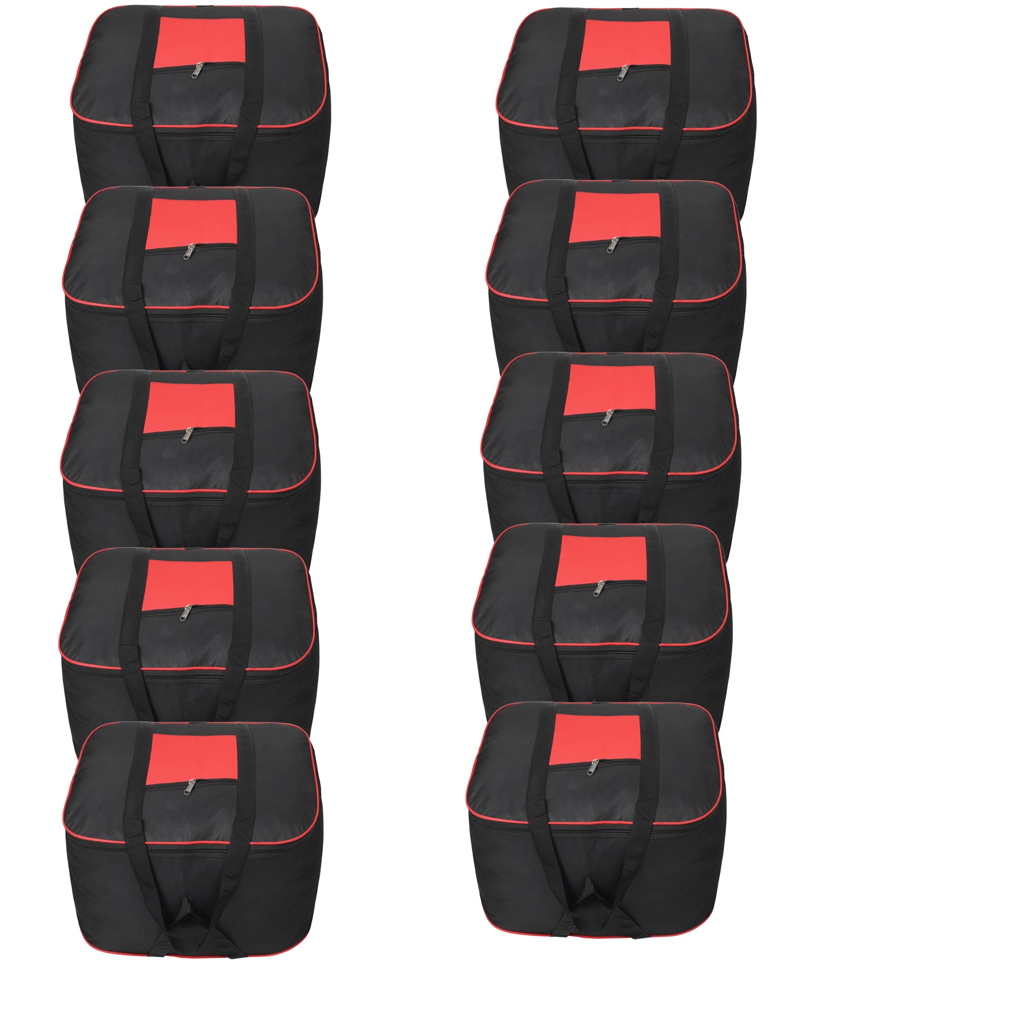 Double R Bags Jute Storage Bag Organizer With Front Zipper Pocket Strong Handle - (Black & Red) Pack Of 10 (B0C5WY6BXD) Amazon Price History, Amazon Price Tracker