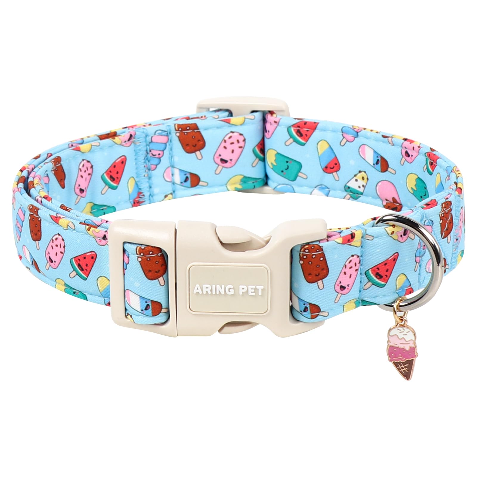 ARING PET Summer Dog Collar, Cute Blue Ice Cream Doggy Collars for Puppy Small Medium Large Boy Girl Dogs Pet, for Daily Photos Outdoor Beach Walking Hiking Picnic-S ā image 1