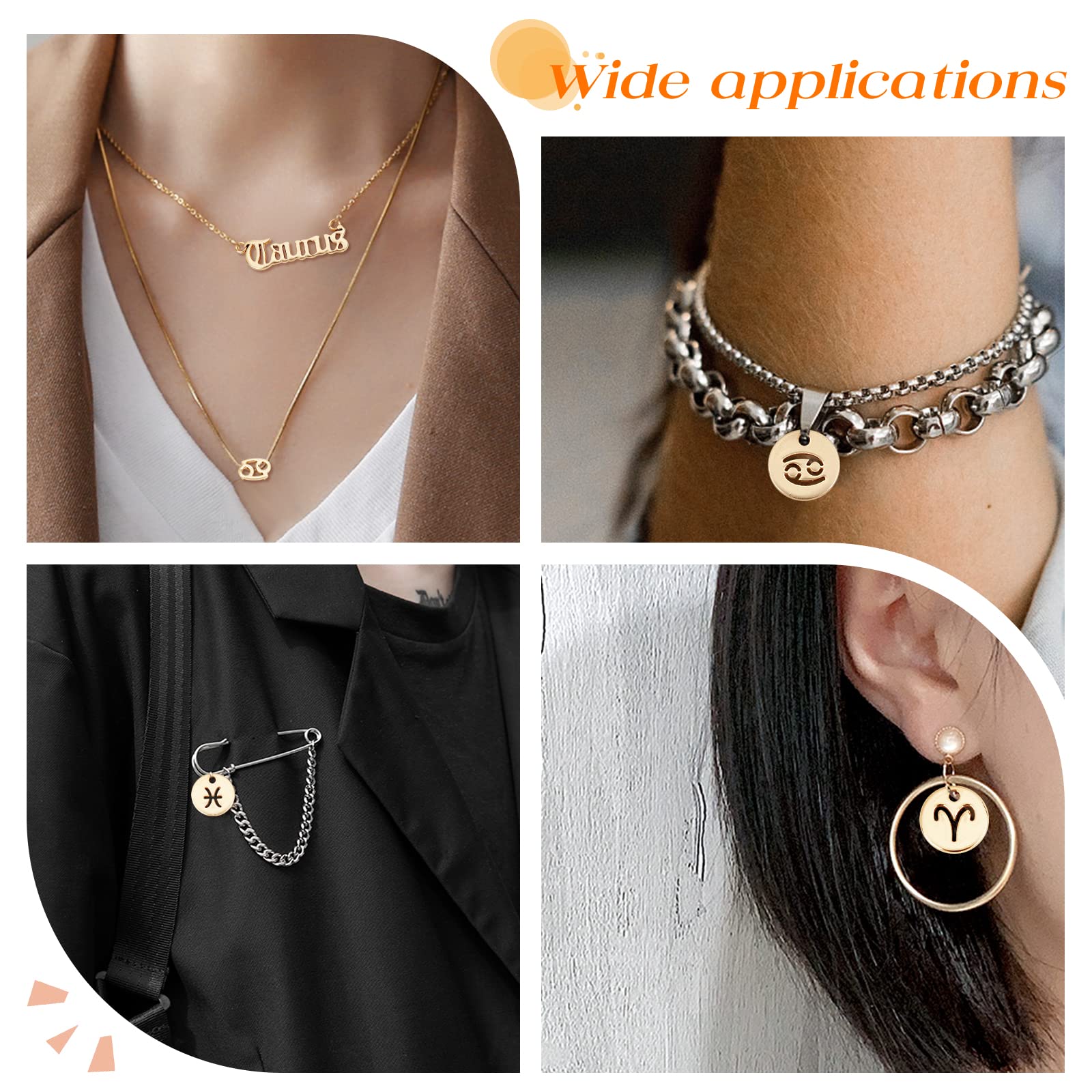 SUNNYCLUE 36 Pezzi Di Charm Zodiacali Oro - Set Di Ciondoli Per Bigiotteria Con 12 Segni Zodiacali E Parole - Ideali Per Creazione Di Bracciali E Orecchini
