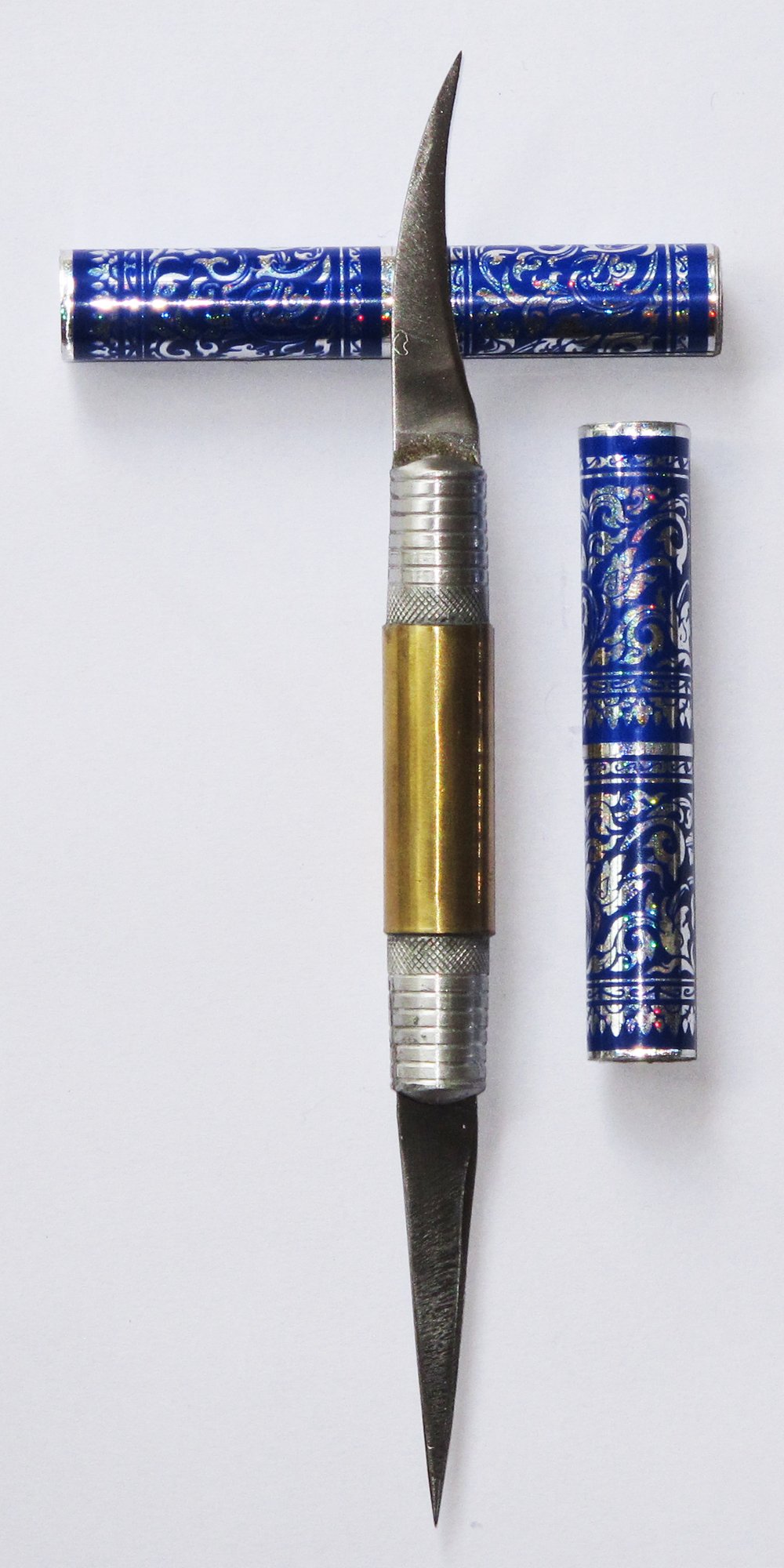 2 Blade Thai Carving Knifes Fruit And Vegetable, Carving Tool From Thailand (Blue)