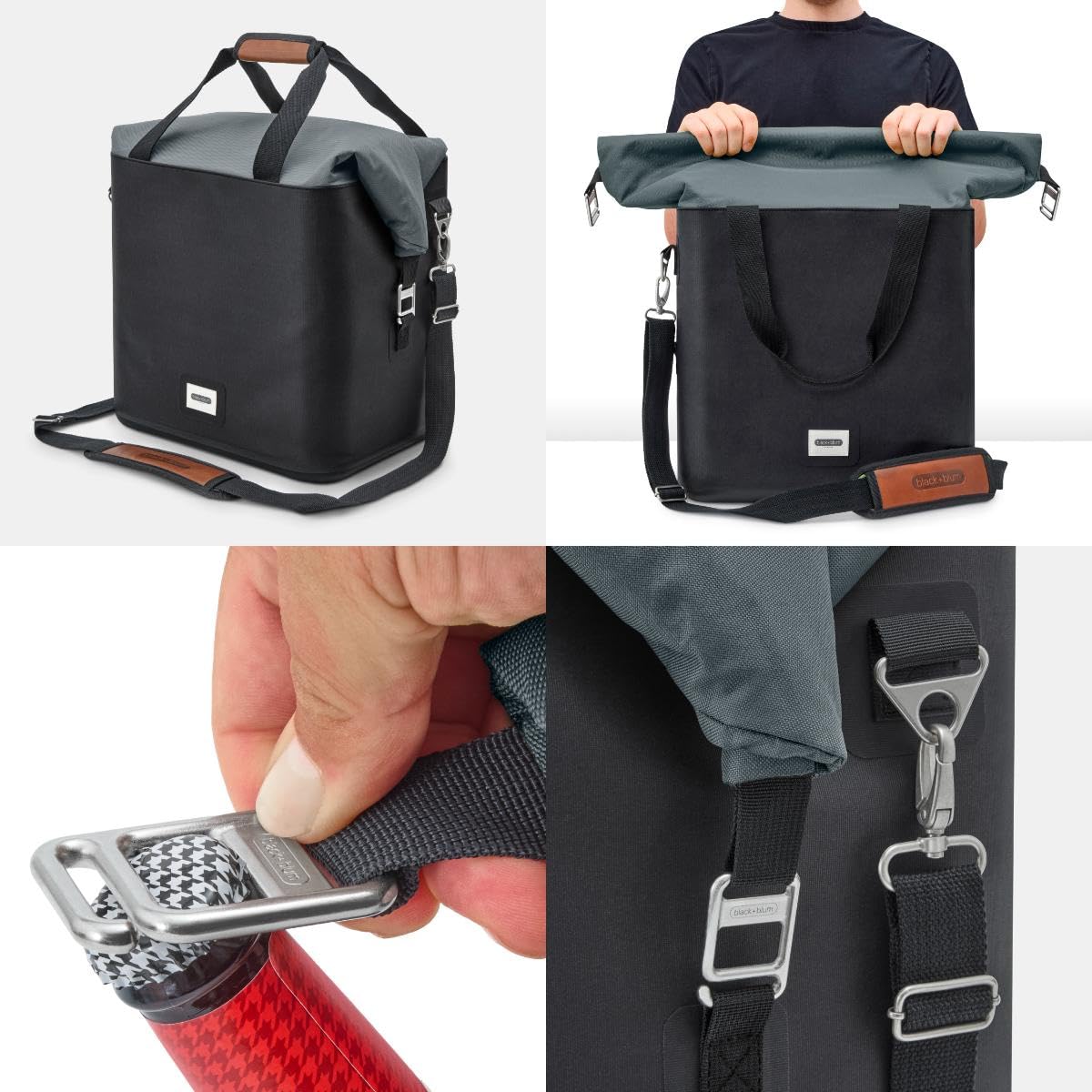 BLACK + BLUM Glacière Souple Isotherme | Étanche | 25L | Ardoise | Fermeture Roll Top, PET Recyclé, Sans BPA, Sac Glacière, Pique-Nique, Courses, Aliments & Boissons, Réutilisable