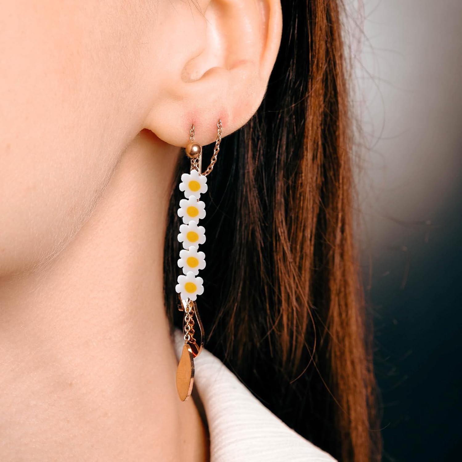 Daisy Glass Beads 60 Pcs Handmade White Daisy Flower Beads Flat Small Flower Loose Spacer Bead for DIY Bracelets Necklace Earrings (6mm) - Image 7