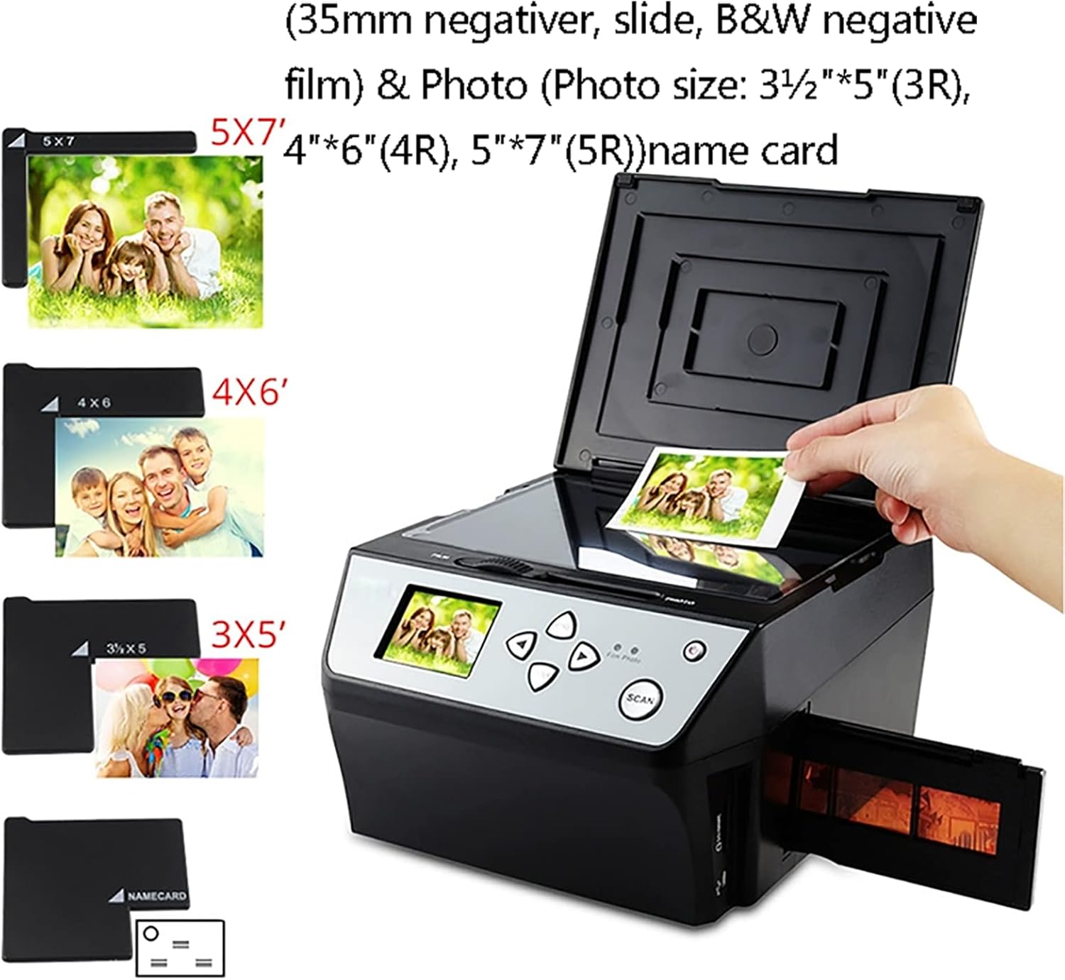 Slide Scanner, 22MP High-Resolution Negative Convert Color and B and W, Convert 135 Film/35mmSlide/110Film Business Card to JPG Digital Photos, Support USB Outpu
