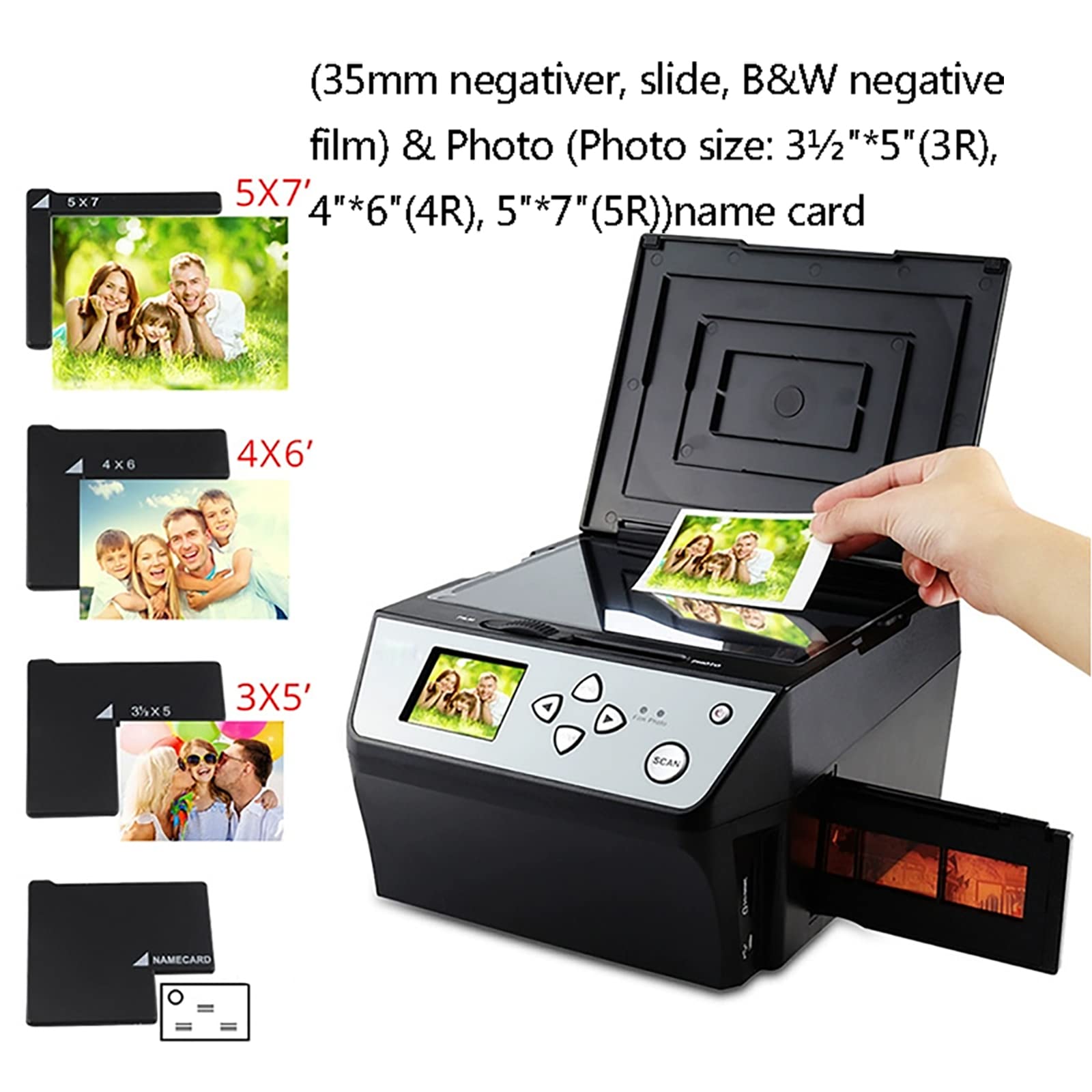 Scanner per Diapositive Negative Ad Alta Risoluzione, Conversione a Colori E Bianco E Nero, Supporto USB Outpu, Anteprima Diretta