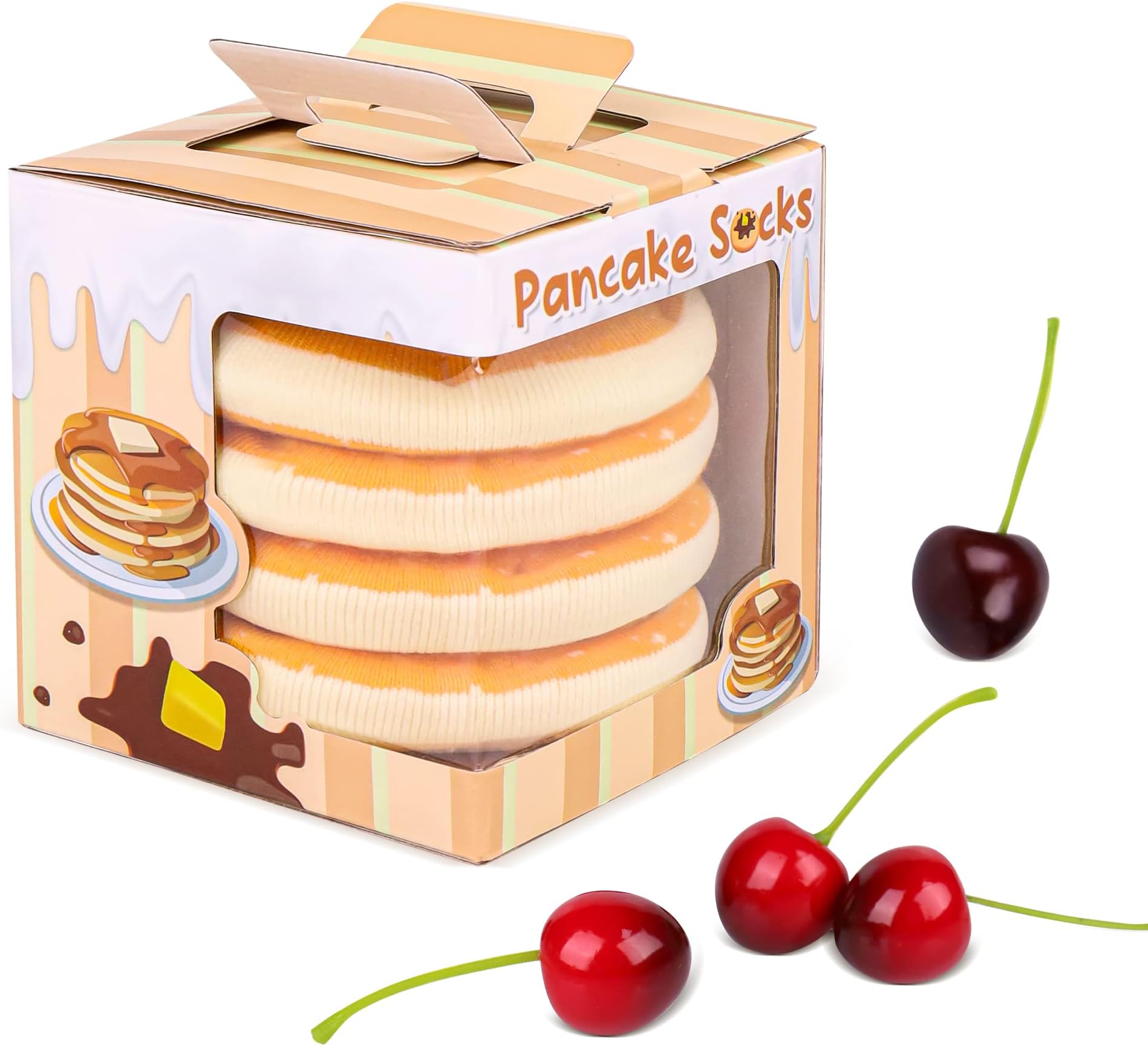 AGRIMONY Funny Breakfast Pancake Socks Box for Men Women Teen Boys - Novelty Fun Funky Crazy Silly Crew Socks