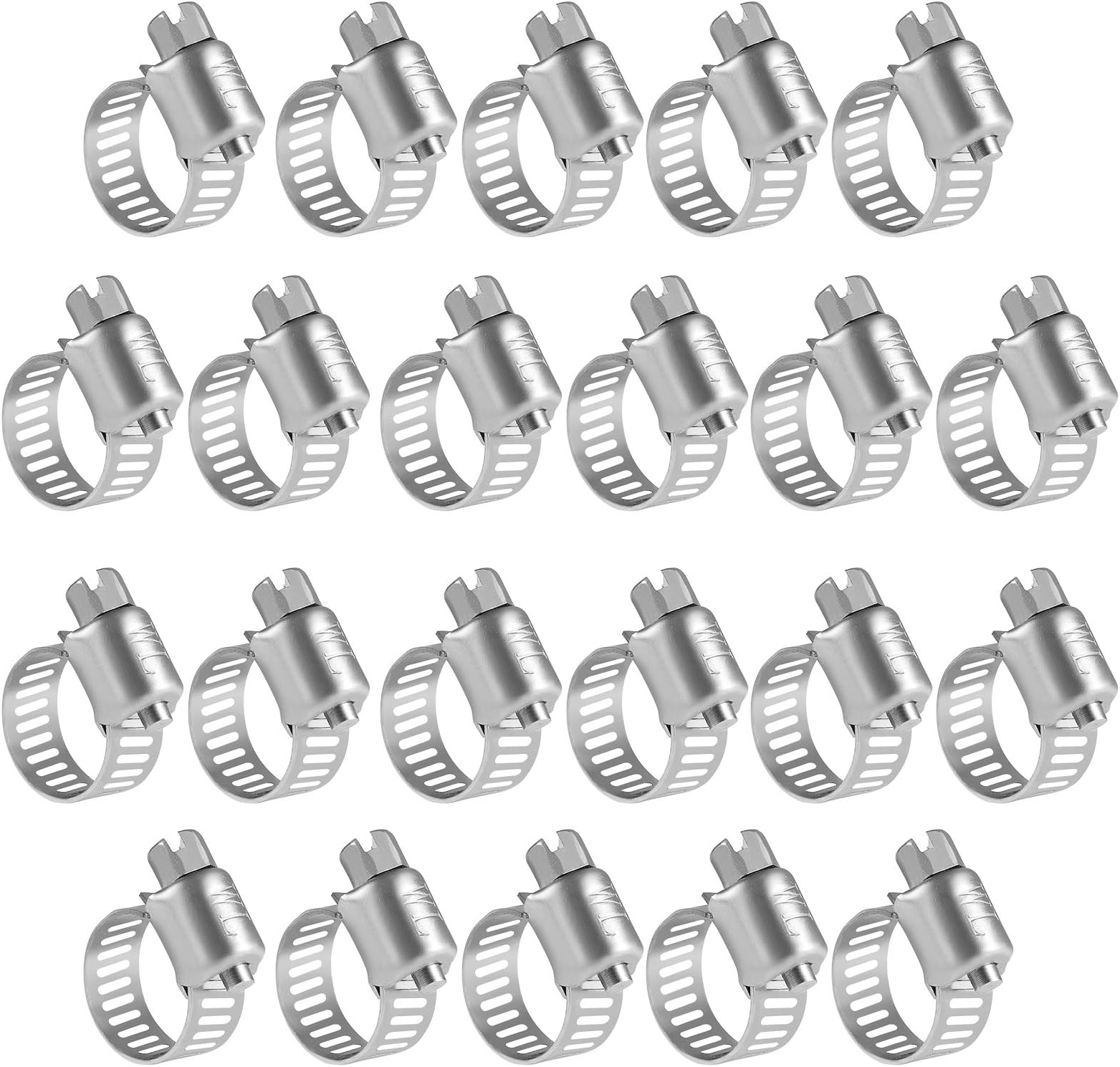 Stainless Steel Hose Clamps - 22 Pack Worm Gear Drive Hose Clamps Micro Size 6 Clamping Range from 5/16 Inch to 7/8 Inch (8mm-22mm) for Automotive Plumbing, 1/2'', 3/4'' Clamps