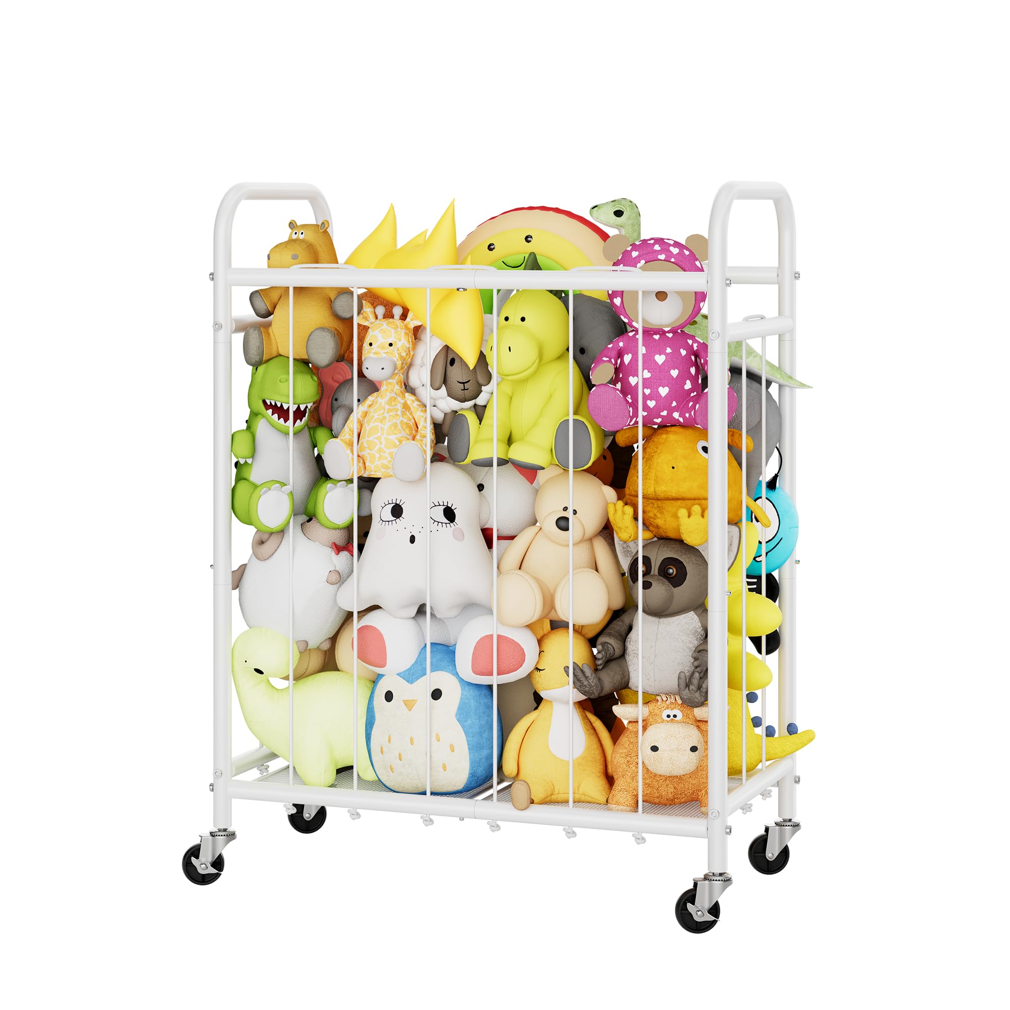 GRANNY SAYS Stuffed Animal Storage, Plushies Storage with Wheels, Stuffed Animal Zoo Storage Tube, Toy Storage Organizer, Stuffed Animal Holder for Kids Room, Playroom, Nursery, White