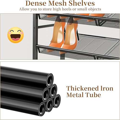Miniatura 6 de Simple Trending Zapatero, organizador de zapatos de 6 niveles con capacidad para 25 pares, almacenamiento de zapatos de metal con estantes