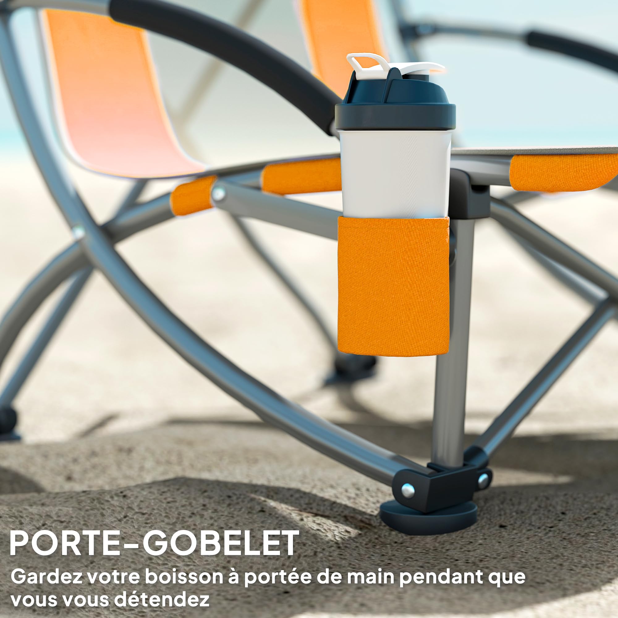 Outsunny Lot de 2 Chaises de Plage Pliable Chaises Camping Orange