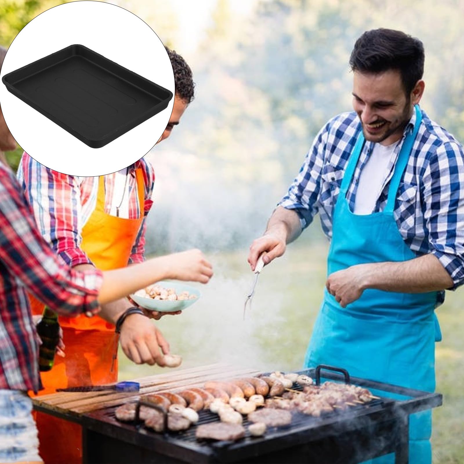 Plaque de Cuisson en Fonte 40x30cm pour Barbecue, Poêle à Griller Anti-adhésive Four et Grillades