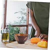 Vista 9 de ABOOFAN 3 piezas de hojas tazón de madera recipiente de verduras recipiente de pasta cuencos de arroz japonés Tazón de madera para comer tazón