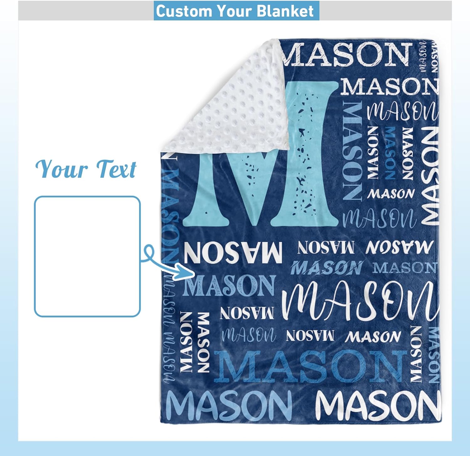 Personalized Baby Blanket, Custom Name Baby Blanket for Boys Girls, Soft Plush Swaddle Blankets with Double Layer Dotted Backing, Customized Gift for Infants Toddlers Newborns, Color 14