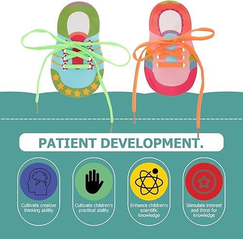 Miniatura 4 de NUOBESTY Aprender a atar los zapatos de los niños cordones de los zapatos roscado juguetes de enseñanza educativa temprana enseñanza 4 piezas