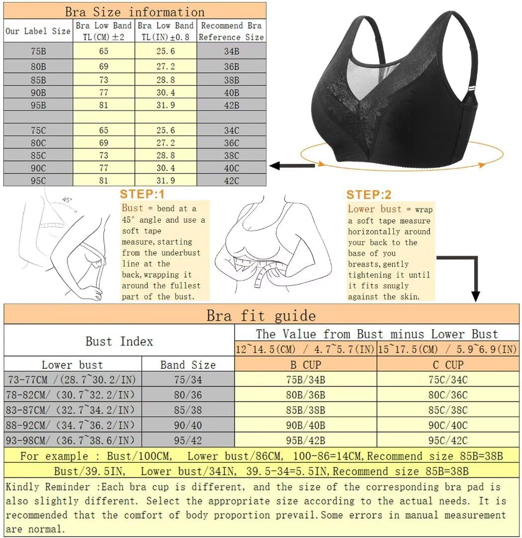 Mastectomy Bra Post Surgery Bra for Breast Forms Breast Prosthesis Pocket Bra Women's Everyday Bra 40C BL Black