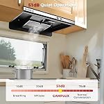 CAMPLUX RV Range Hood 22 Inches, Vented Range Hood with LED Light and Exhaust Fan 12V DC for RV, Tiny House, Trailer and Yacht