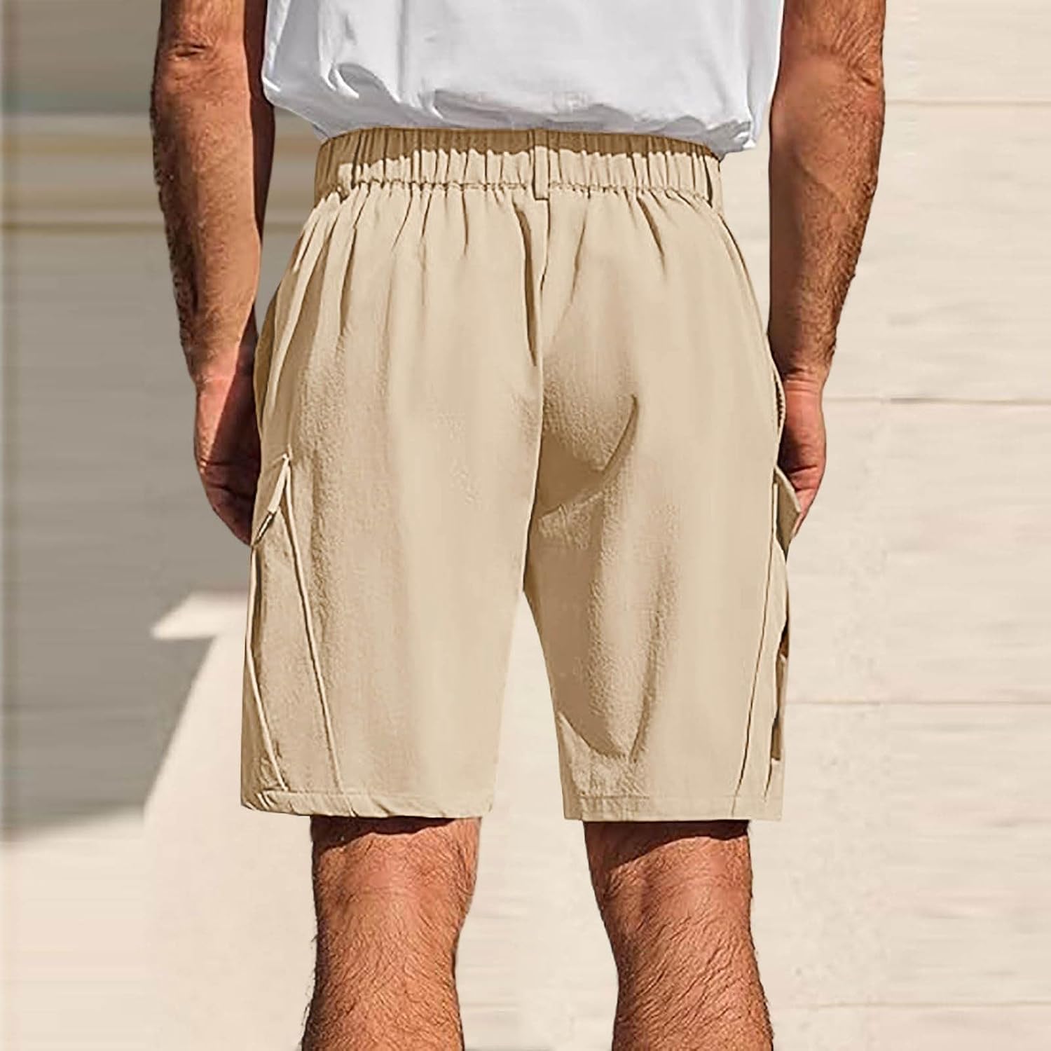 Men's Casual Cargo Shorts High Waist Summer Hiking Golf Stretch Shorts Wide Leg Casual Pants with Multi Pockets