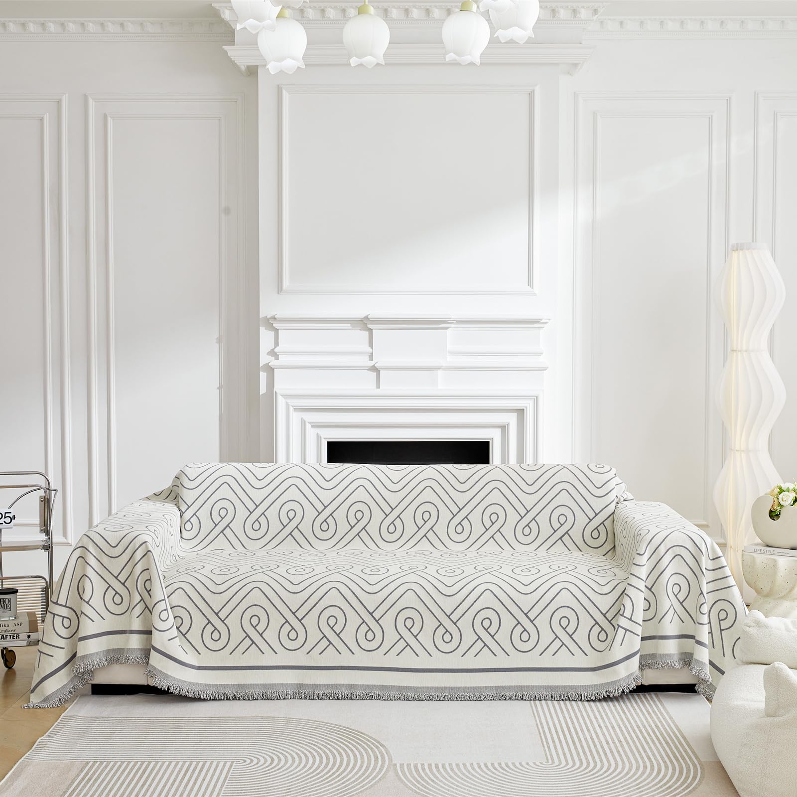 Housses de canapé à couverture complète 180X230cm gris souple