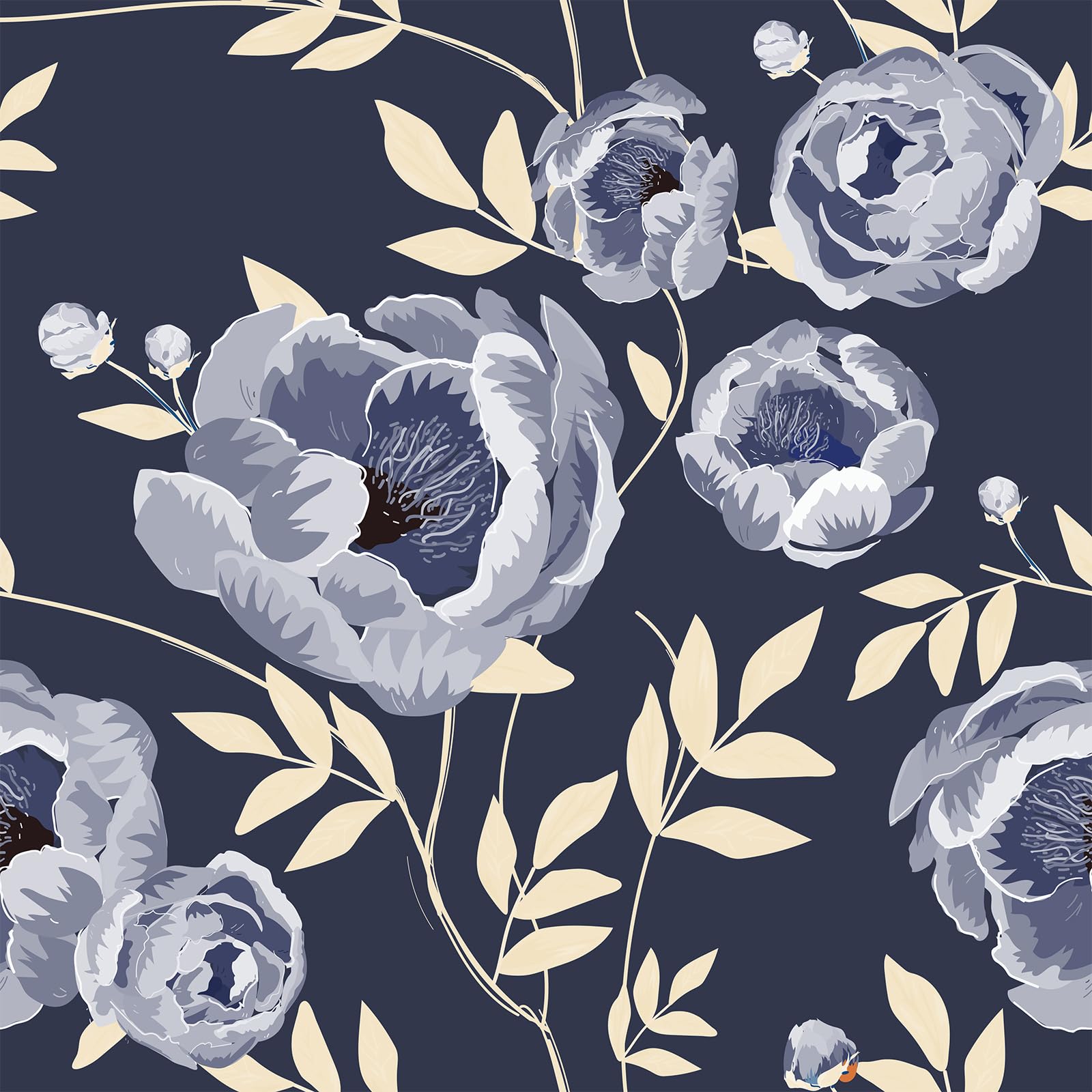 Papier peint amovible floral pour rénover facilement une chambre à coucher sans colle