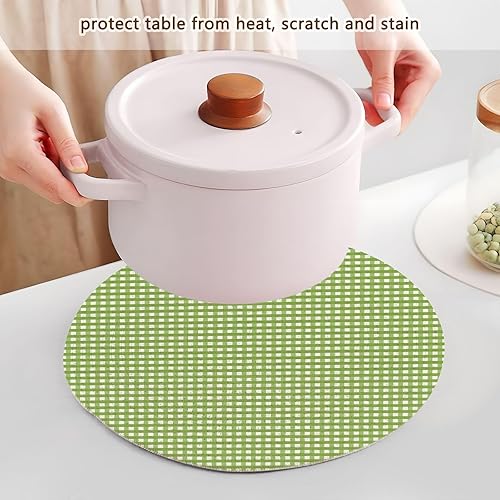 Miniatura 5 de Green Gingham Heat Resistant Hot Pad Large Trivet Mat for Hot Dishes Heat Resistant Pad for Cooking Pot Hot Water Pad Kitchen Pan Protector 3 Pcs