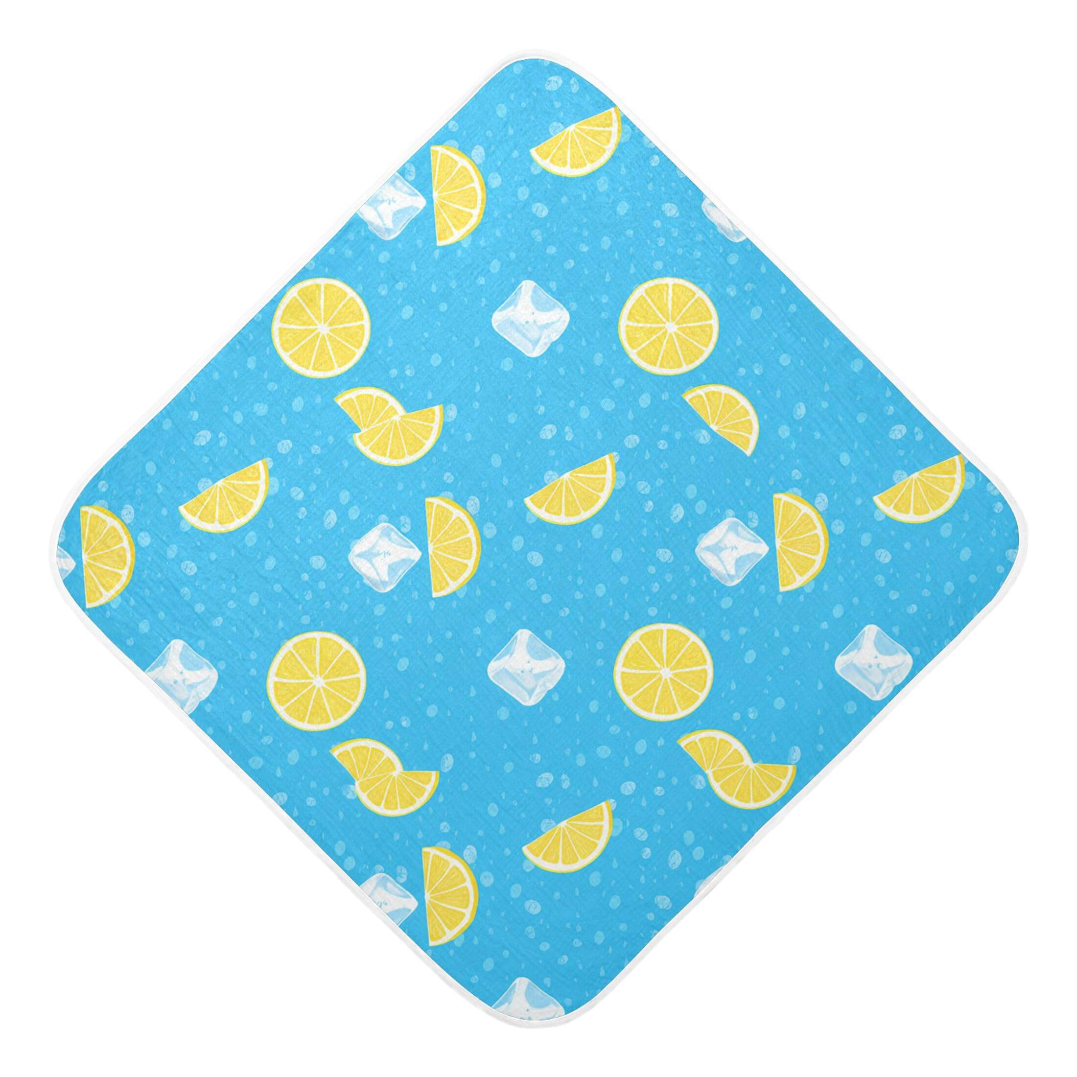 Kigai Baby Hooded Towel Absorbent Baby Bath Shower Towel with Hood for Newborn Boys Girls Babies Infant Toddler (Lemon Slices Ice Cubes 35 x 35 in)