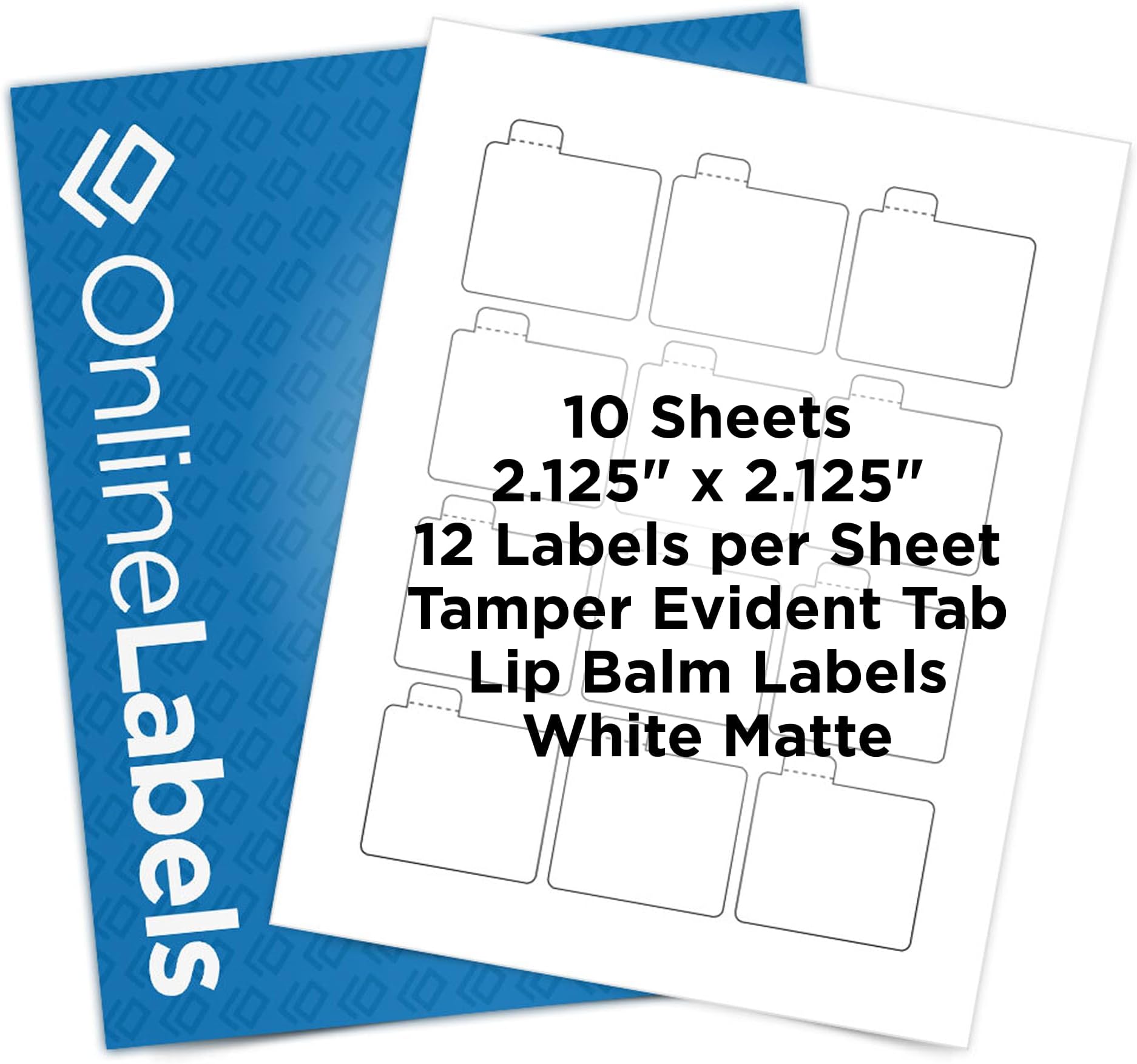 2.125" x 2.125" Lip Balm Labels for Tubes - Pack of 120 Printable White Matte Labels with Perforated Tabs, 10 Sheets - Inkjet/Laser Printer, OL1102WX, OnlineLabels