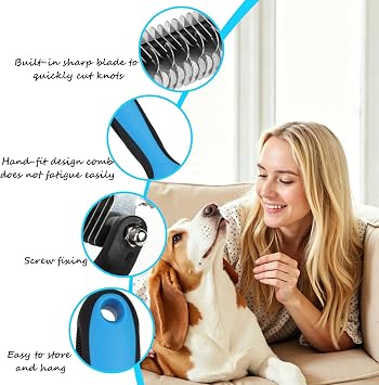 Deshedding Brush for Dogs, Furminator for Dogs, Dematting Comb for Dog, Professional Undercoat Rake for Shedding Control, De Shedding brush for dog, Cat Deshedding B rush