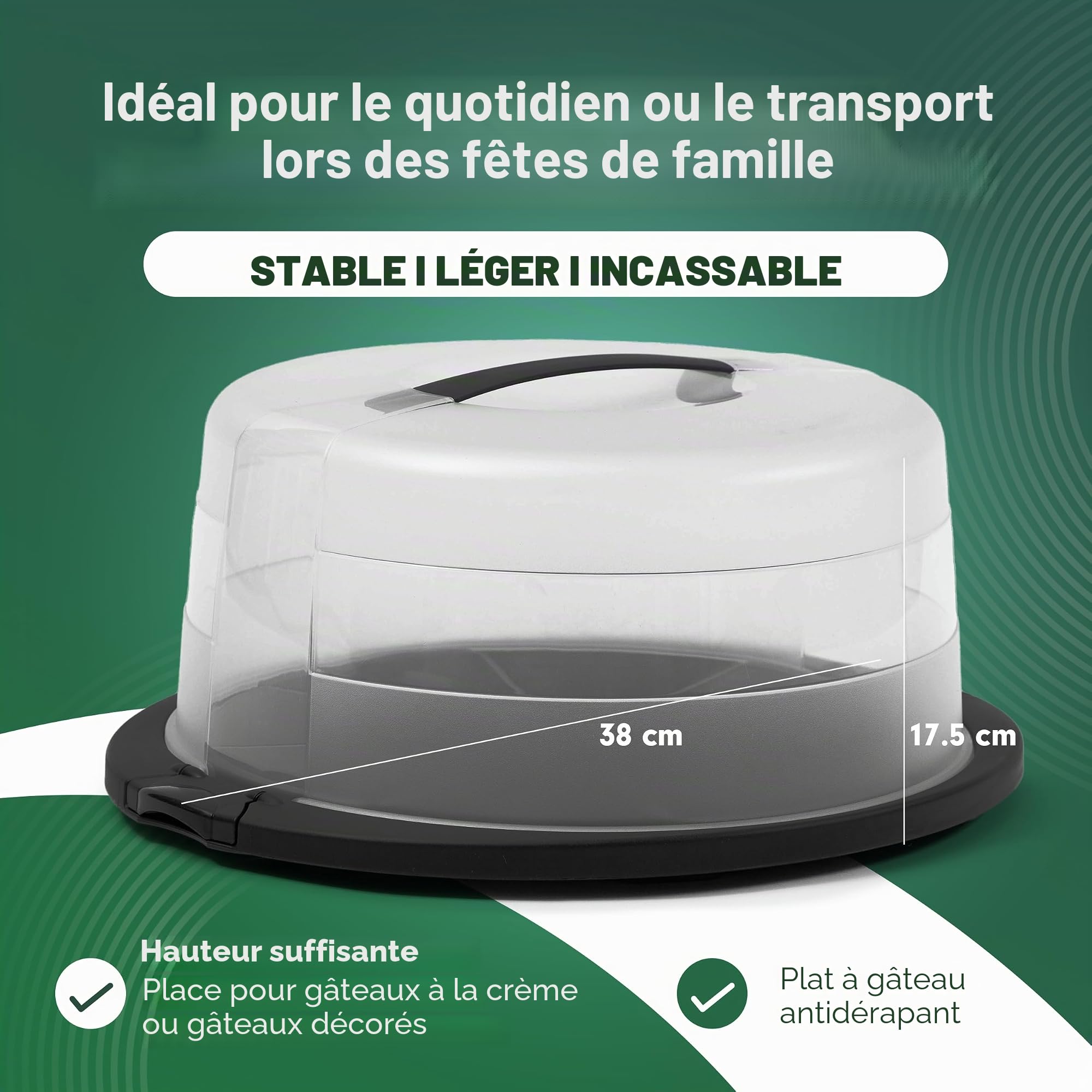 Novaliv Lot de 3 boîtes de transport rondes, rectangulaires et rectangulaires avec couvercle, pour gâteau, dessert, fête, transport de gâteau