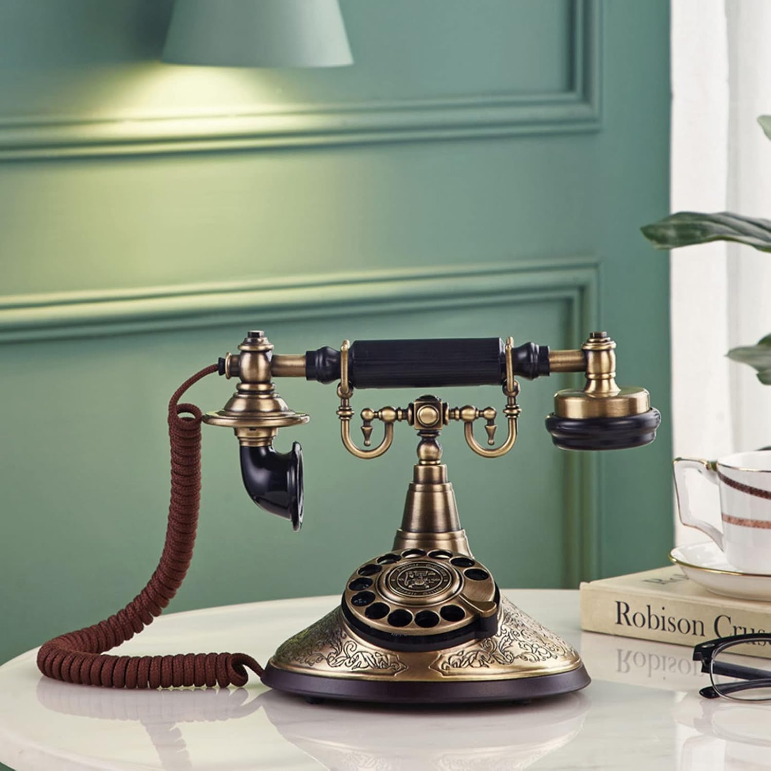 Antique Phones Fixed Phone Wired Vintage Classic Dial Rotary Home Phone Old Fashion Business Phones Home Office Decor