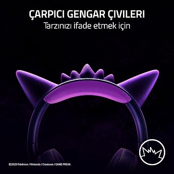 Razer Kraken Kitty V2 - Pokémon Gengar Edition - USB Headset - Gengar Spikes - Stream Reactive Lighting - HyperClear Cardioid Microphone - TriForce 40 mm Drivers - Surround Sound | Lilac