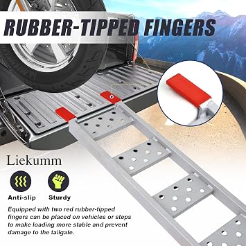 LIEKUMM 83 ATV Ramps, 960 lbs Loading Ramps for Pickup Trucks, Silver