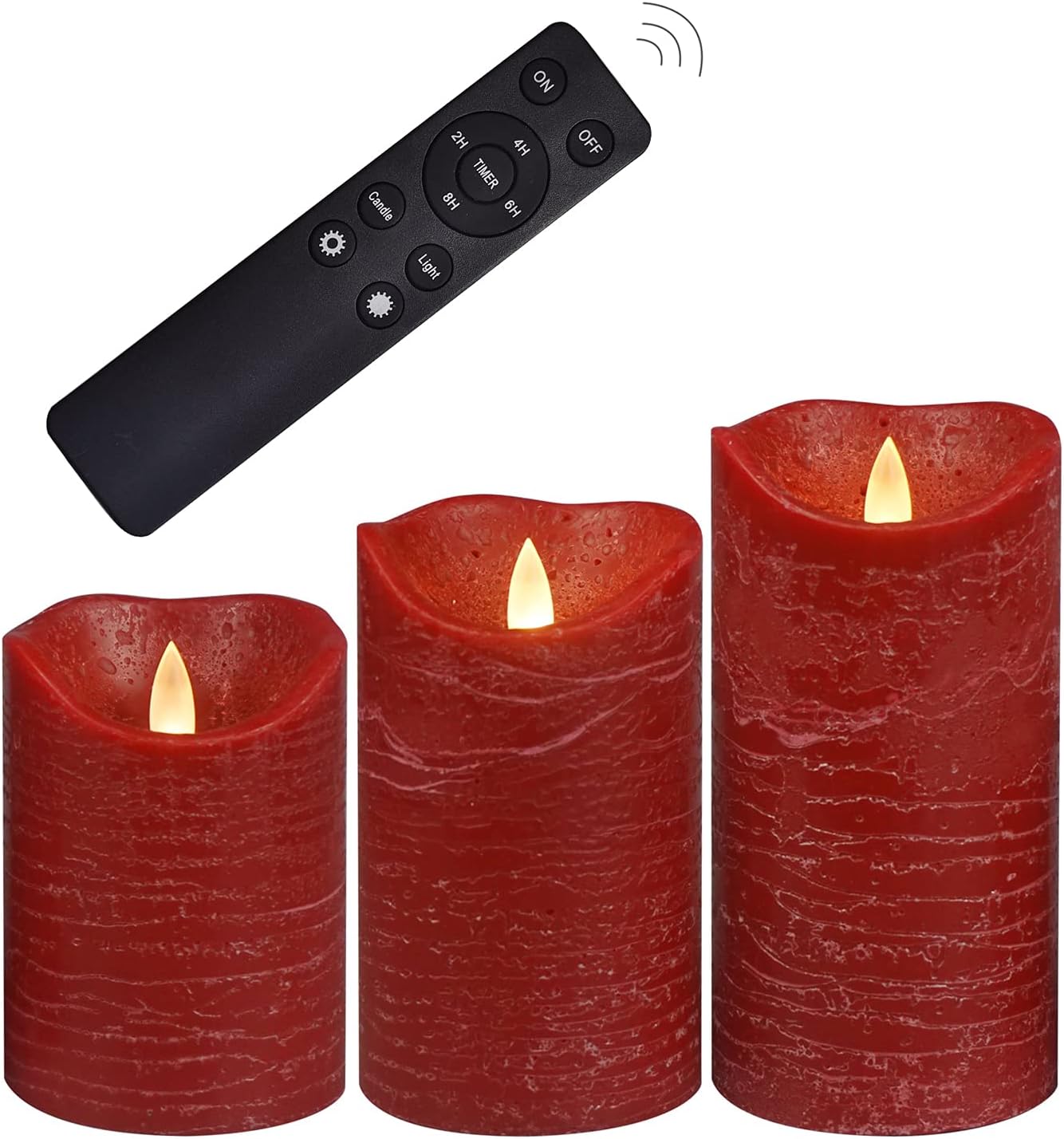 Real Wax Battery Operated Flameless Pillar Candles with