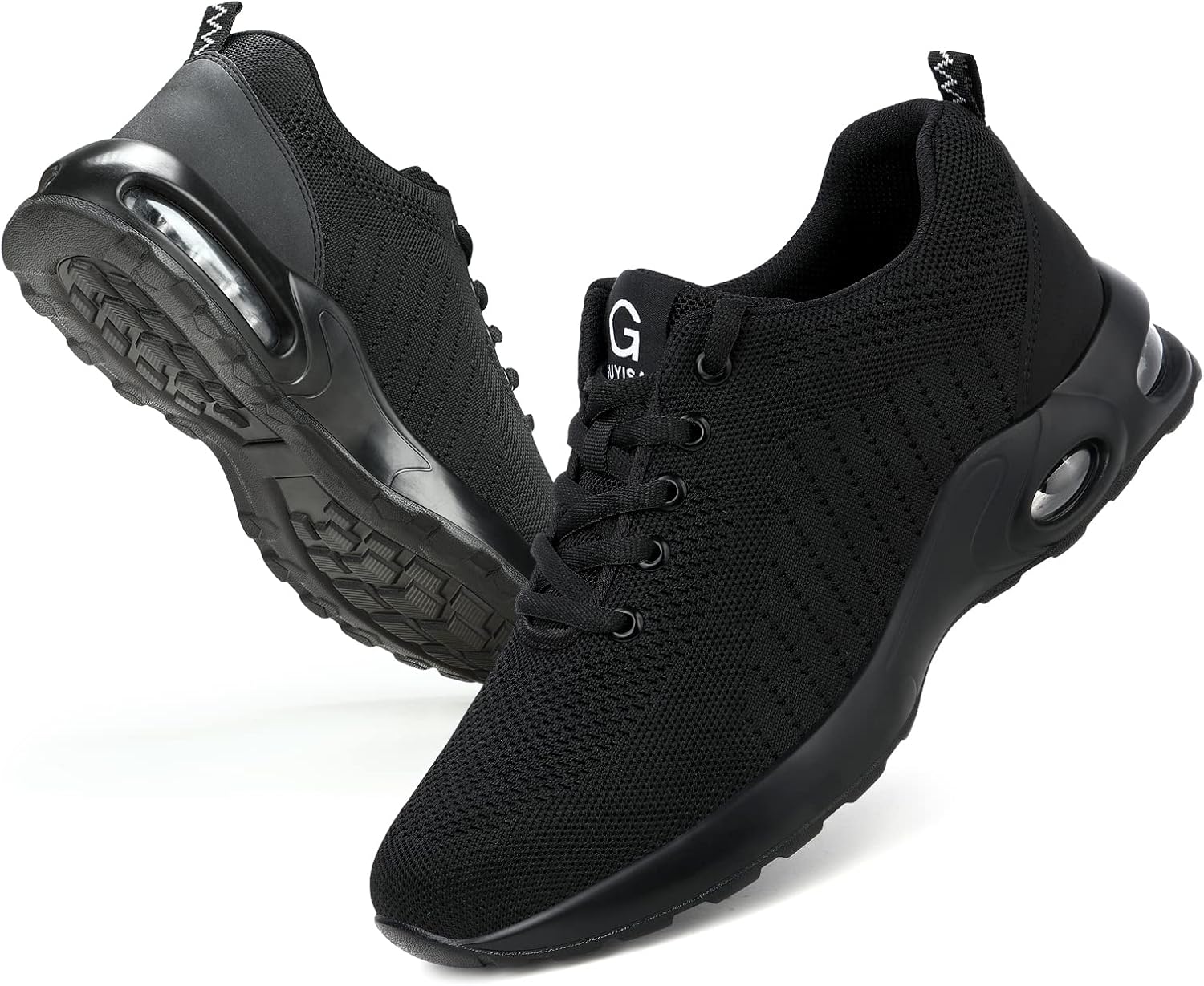 GLANOUDUN Steel Toe Shoes Black Work Shoes for Men Puncture Resistant Air Cushion