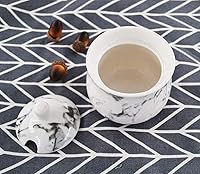 Vista 7 de 123Arts Cerámica Marbling Azúcar Sal Pimienta Tarro de almacenamiento de condimentos con tapa y cuchara