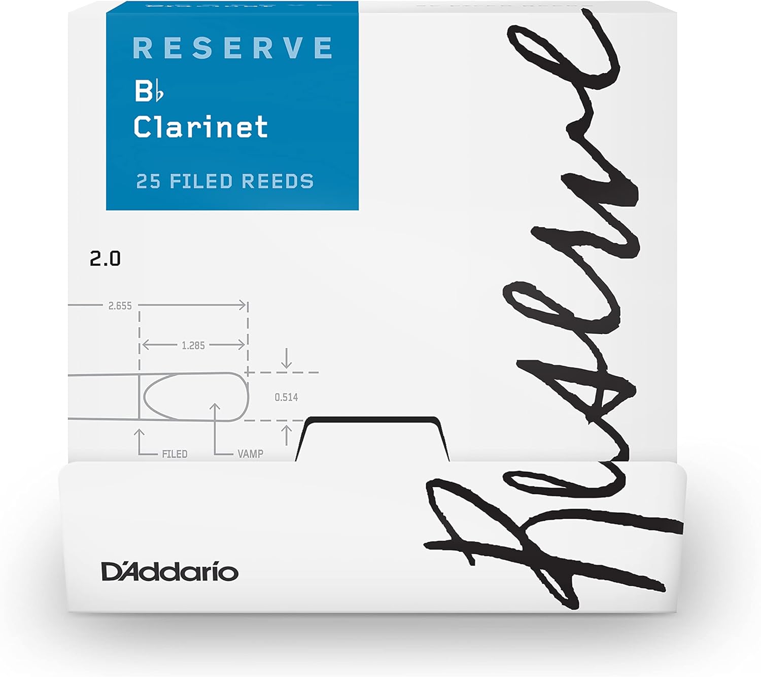 D'Addario Reserve Bb Clarinet Reeds, Strength 2.0, 25-pack